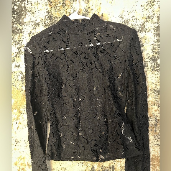 ZARA AW21 BLACK SHOULDER PAD LACE TOP 4786/313 - Picture 3 of 6